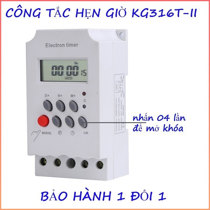 [NEW] Công tắc hẹn giờ thông minh 16 chương trình Kg316 electron timer 25A/220V có khóa phím - HKS