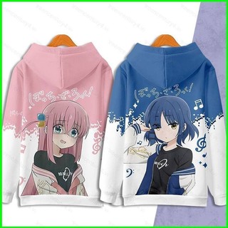 Bocchi The Rock Áo Khoác Anime Dài Tay Top Unisex Cosplay 3D Áo Chui Đầu Thời Trang Gotou Hitori Ikuy Ove