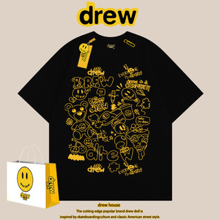 Drew Smiley Face Áo Thun Tay Ngắn Nam Rời Nữ Thương Hiệu Thời Trang Vẽ Tay In Hình Thể Thao Thường Ngày Cặp Đôi WearC