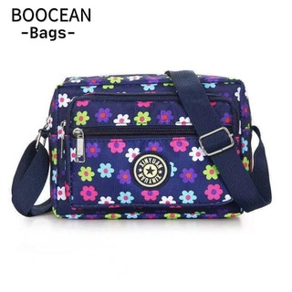 BOOCEAN Túi đeo vai, Túi đeo chéo Nylon hoa, Túi đeo chéo có khóa kéo thông thường dành cho nữ