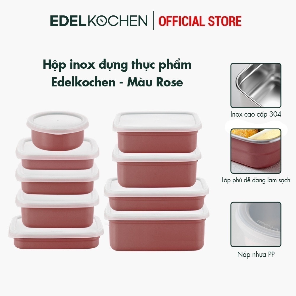 Hộp đựng thực phẩm inox 304 Edelkochen Edellock Collection – Màu Rose