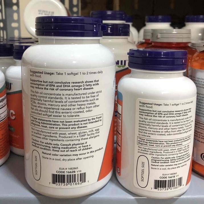 Dầu cá Ultra Omega 3 Now 90 viên và 180 viên 500 EPA/250 DHA Viên Uống sức khoẻ não bộ, mắt