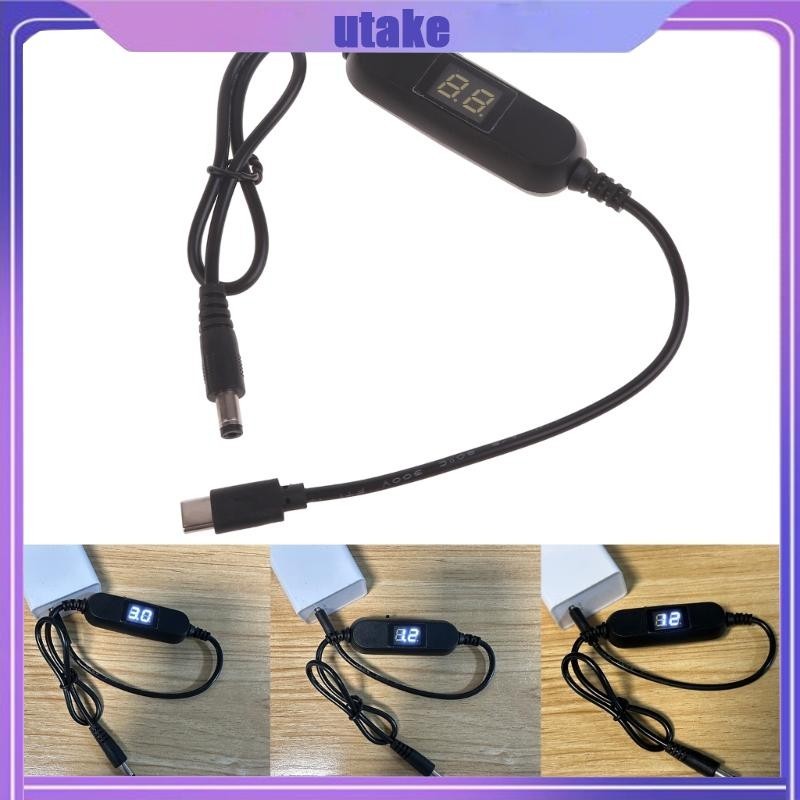 Utake USB C đến 5 5x2 1mm 2V-12V Cáp cấp nguồn điện áp có thể điều chỉnh cho quạt LED