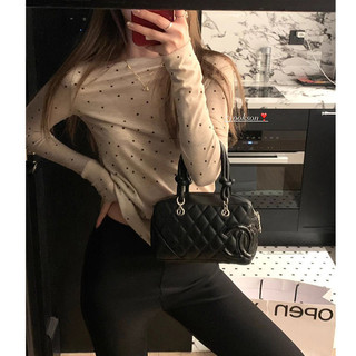 Áo sơ mi nữ chấm bi cổ một dòng Áo sơ mi nữ Slim-fit Slimer Look Layered