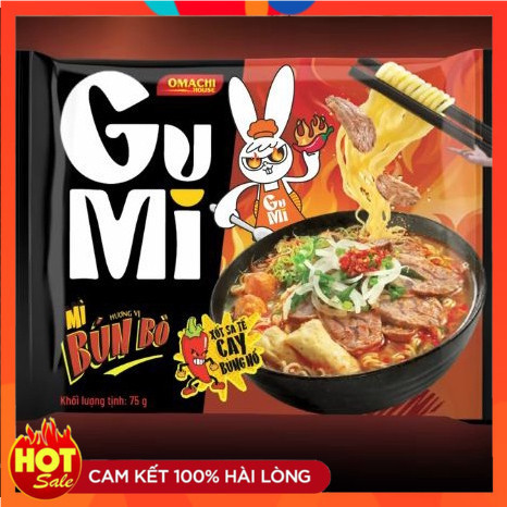 MÌ GUMI VỊ BÚN BÒ GÓI 75G/ GU MÌ OMACHI HOUSE