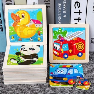 Trẻ em Câu đố bằng gỗ 9 miếng Câu đố mảnh lớn Hoạt hình Họa tiết động vật Câu đố Khai sáng Nhà sản xuất Bán buôn Cross-Bor