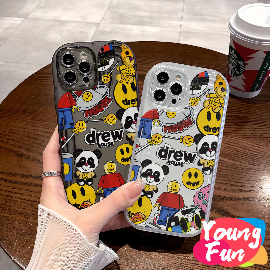 Ốp dành cho iPhone Drew thương hiệu thời trang lưng iPhone cho 14 XR 13 11 12 Pro Max 8 7 6 6S Plus X Xs Max Se 2020 13 12 11 Túi khí chống rơi hình silicon trong suốt