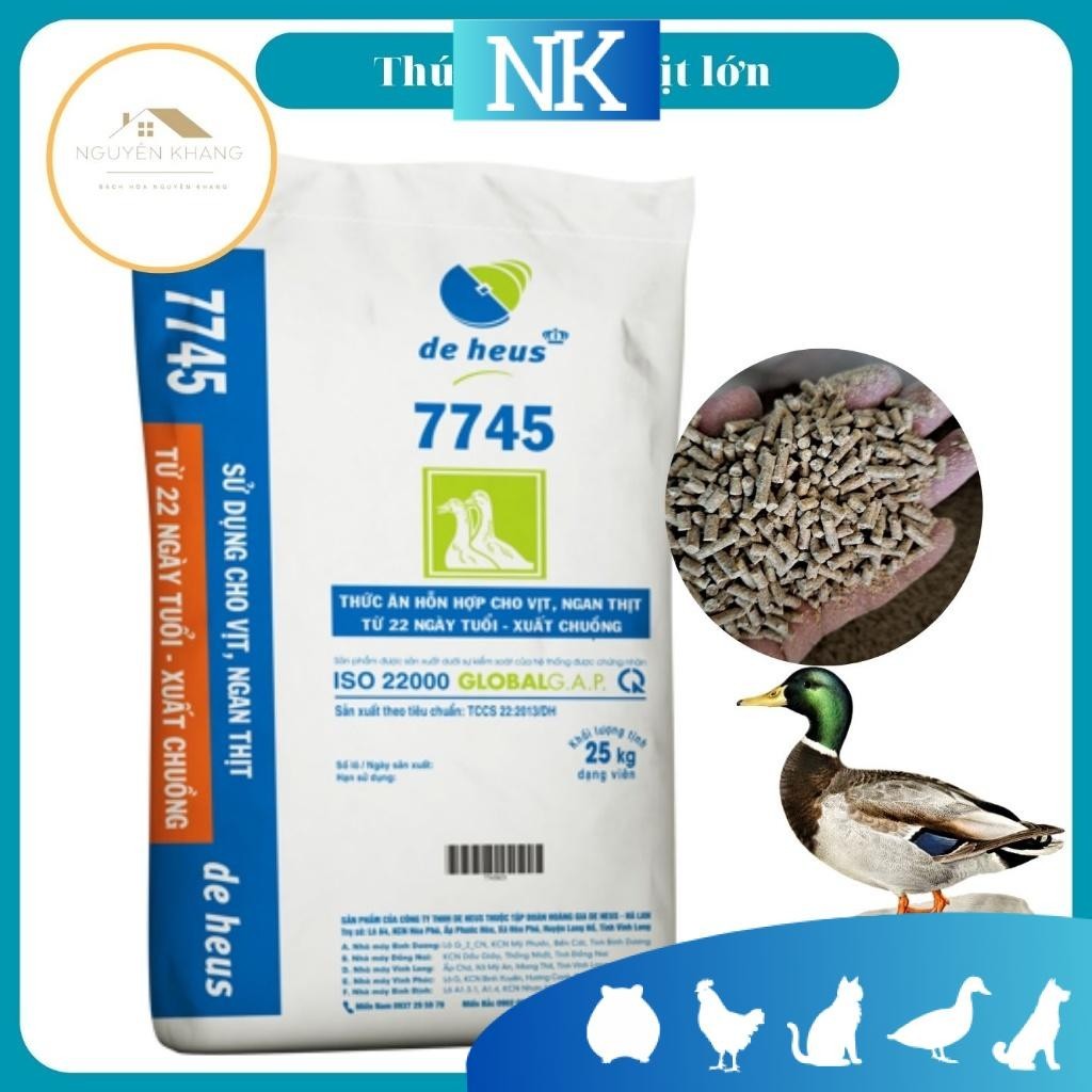 Cám vịt lớn 7745 Deheus, vịt ăn nhanh lớn, lông óng mượt, khỏe mạnh chắc thịt ít mỡ túi 1kg