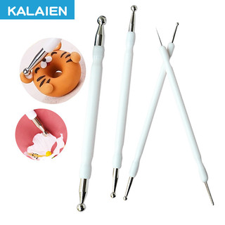 Kalaien 4 Fondant Khuôn Đất Sét Hình Thép Không Gỉ Khắc Bóng Dao Định Hình Dụng Cụ Fondant Dải Thanh Chi Tiết Bút