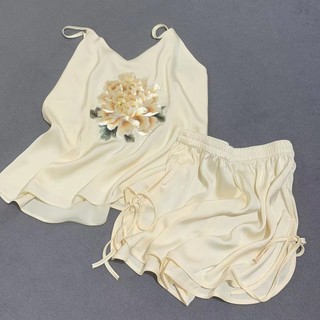 Phong Cách Trung Hoa Người Nổi Tiếng Phong Cách Thêu Hàng Ngày Camisole Phù Hợp Với Băng Lụa Phong Cách Trung Hoa Áo Sơ Mi Đáy Bộ Đồ Ngủ Áo Chui Đầu Homewear