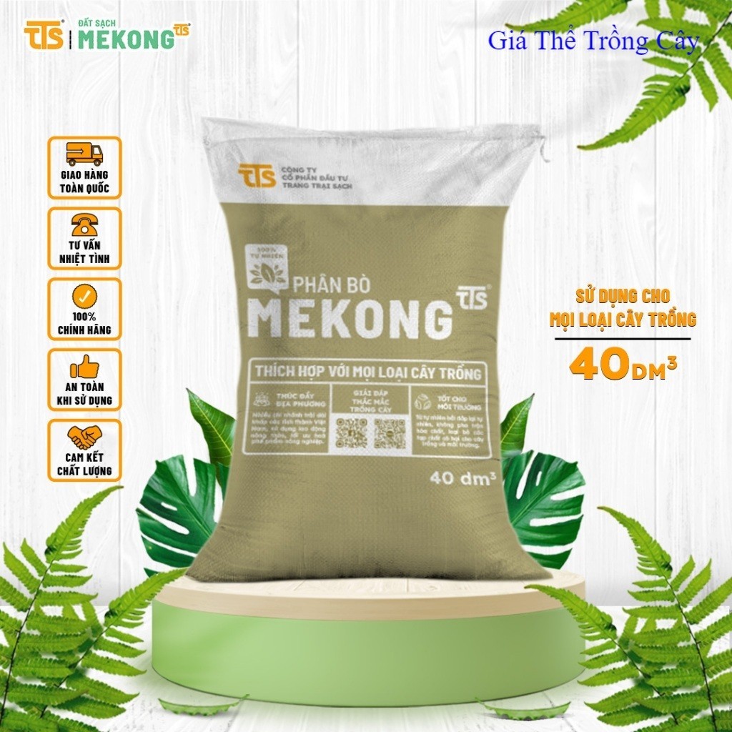 Phân Bò Mekong TTS  bao 40dm3 | Giá Thể Trồng Cây