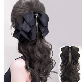 Đuôi Ngựa Tóc Giả Nữ Dài Xoăn Tóc Tua Rua Nơ Kẹp Đuôi Ngựa Cao Mô Phỏng Tóc Thấp Buộc Tóc Giả Bím Tóc Giả