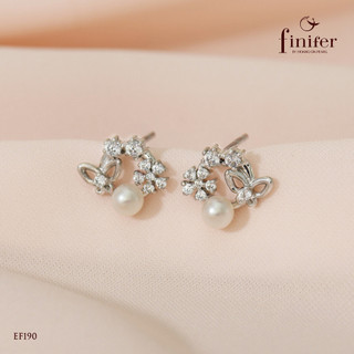 Bông tai ngọc trai thật, bạc quý kim với thiết kế tinh xảo, thanh lịch - EF190 - Finifer by Hoang Gia Pearl