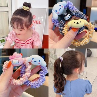 Dây buộc tóc buộc tóc phụ kiện tóc phong cách mới vải kẻ sọc ruột lớn dây buộc tóc sanrio hoạt hình dây buộc tóc cô gái dây cao su tóc phụ kiện tóc