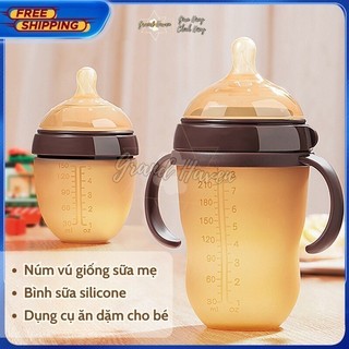 Bình sữa đàn hồi mềm mịn kháng khuẩn Grand Haven màu nâu size 150ml 250ml