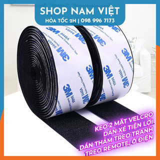 1 mét cuộn keo 2 mặt băng gai dính velcro dán xé treo đồ tiện lợi