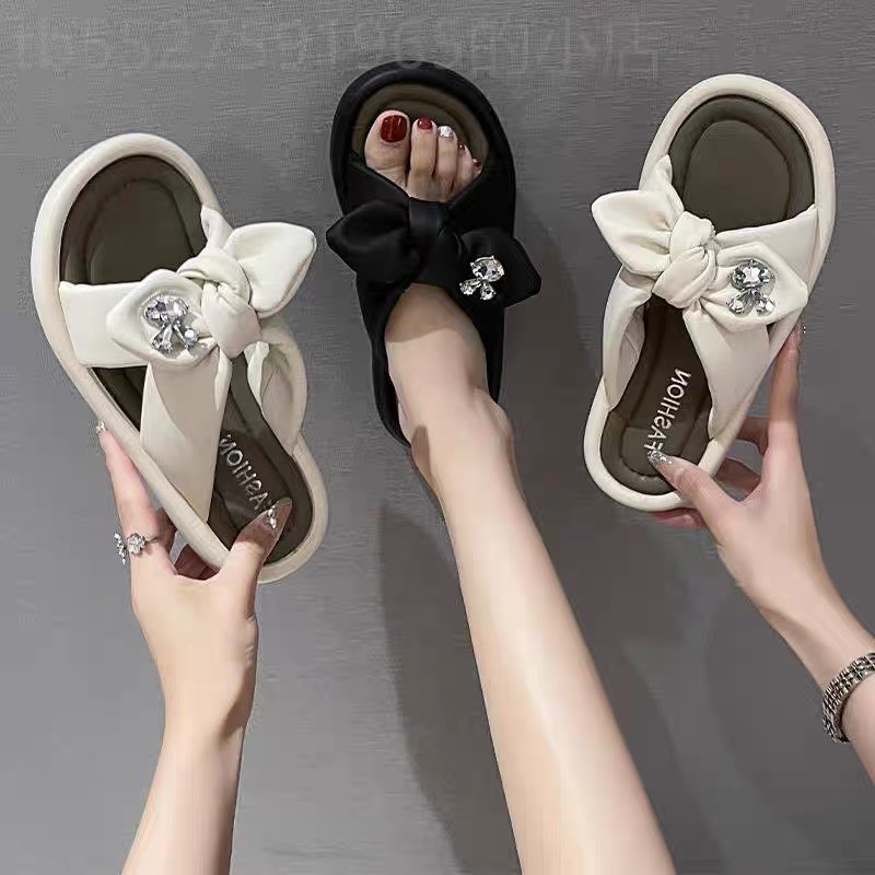 Dép Lê Nữ Da Mềm Quai Nơ Thỏ Mẫu Mới Hot Hit LuxyShoes LX98