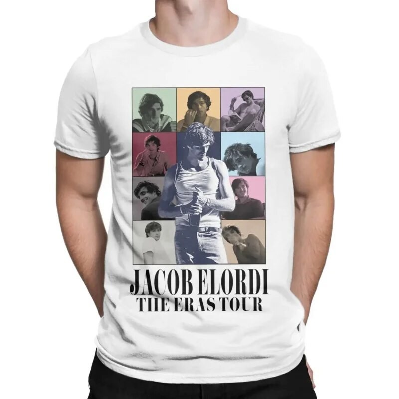 Bánh quế 2024 dành cho bạn bè Jacob elordi the eras tour kaus kasual pria, kaus katun 100%, kaus leh