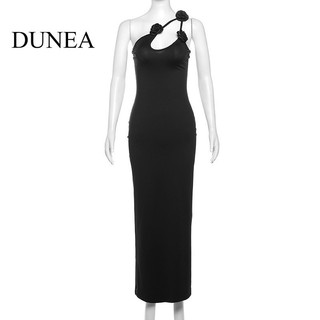 Đầm dài đeo vai trang trí hoa DUNEA