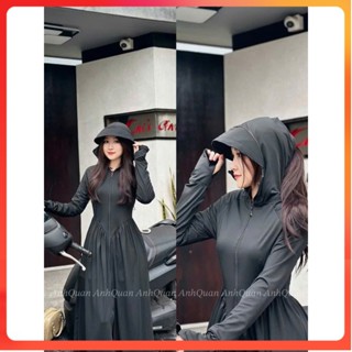 Áo Khoác Chống Nắng Toàn Thân Nữ 2 Lớp Dáng Váy Vải Thun Lạnh Mềm Mịn Mát Chống Tia UV-Anh Quân Fashion