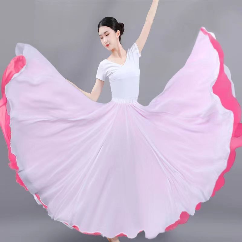 Váy voan hai mặt hai lớp 720 độ Váy xoay lớn Váy khiêu vũ cổ điển Váy khiêu vũ vuông