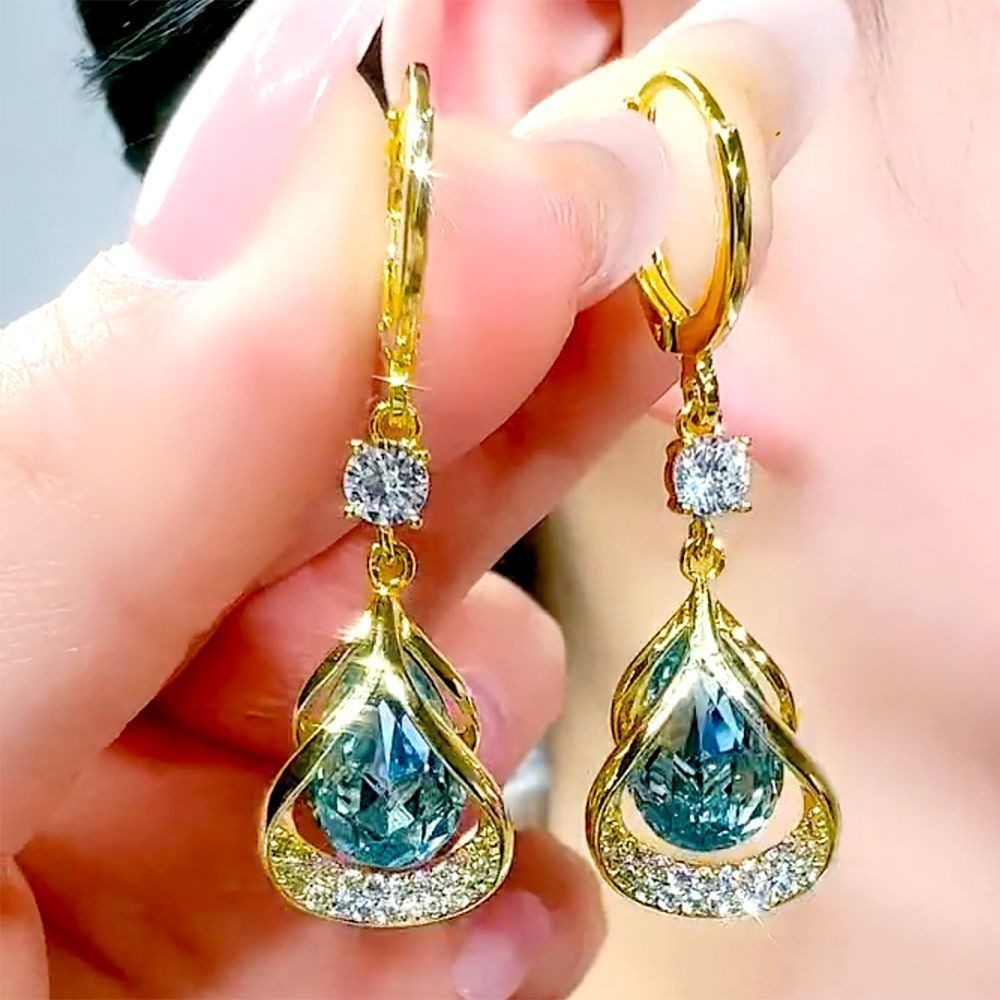 Khuyên Tai Hình Giọt Nước Đính Kim Cương Pha Lê Sang Trọng Niche