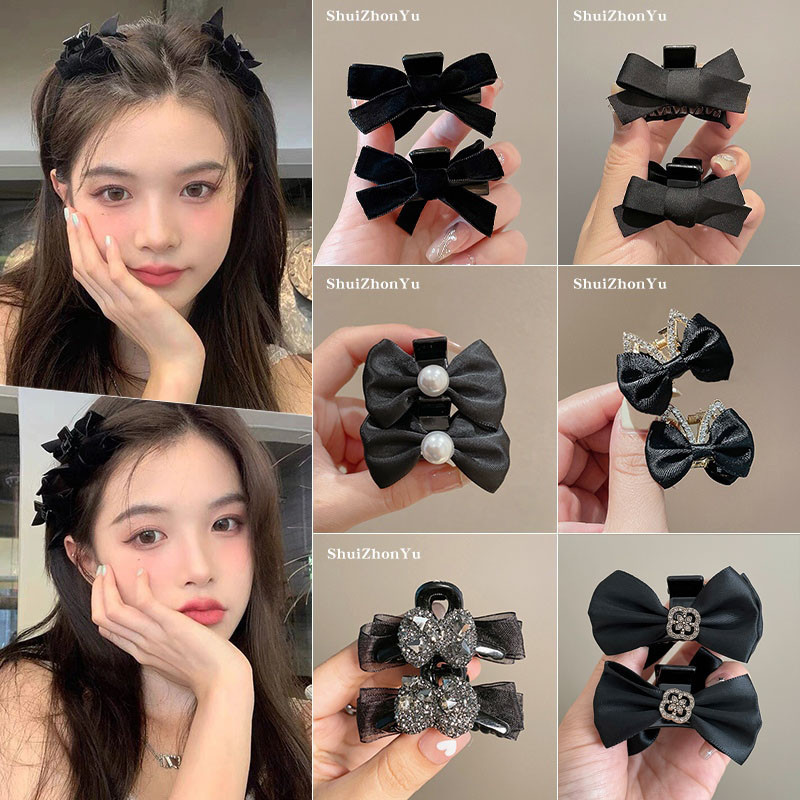 Kẹp tóc nơ nhung Phụ kiện cô gái Kẹp tóc vương miện