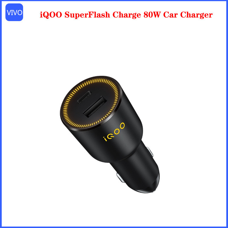 Bộ sạc xe hơi Flash Vivo IQOO 80W Type-C và USB-A chính hãng