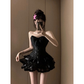 Đảng eo hẹp Váy Jacquard tối sinh nhật Corset Gợi cảm Công nghiệp nặng Công chúa Slimer Nhìn thiên nga đen Corset Pettiskirt AHHW