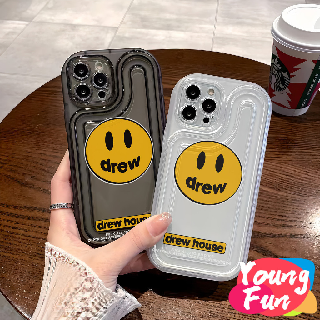 Ốp dành cho iPhone Drew thương hiệu thời trang lưng iPhone cho 14 XR 13 11 12 Pro Max 8 7 6 6S Plus X Xs Max Se 2020 13 12 11 Túi khí chống rơi hình silicon trong suốt