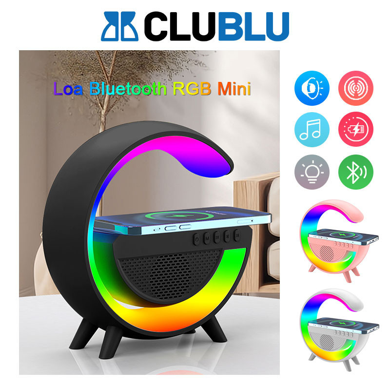 -CLUBLU- Loa Bluetooth Chữ G Kèm Sạc Không Dây Có Đèn LED RGB Âm Bass Cực Chất HIFI Cao Cấp Thẻ TF Chơi FM Quà Sinh Nhật