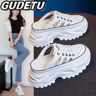 Clemine  Dép Nữ Đế Dày Bên Trong Nâng Cao Giày Nhỏ Trắng Ngón Chân Chân Trống Bán Dép Lưới Mới Dép Thường Ngày
