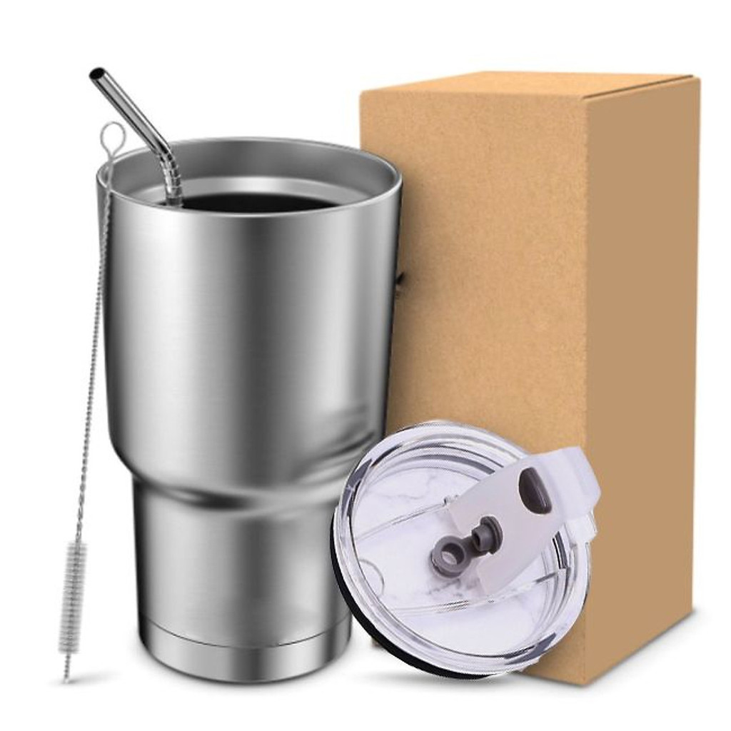 Ly Giữ Nhiệt TBNGOOD Ly Uống Nước Inox Không Gỉ Có Nắp Chống Tràn Kèm Túi Ống Hút Tiện Lợi