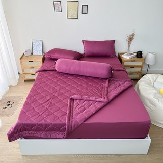 Bộ chăn ga gối REE Bedding RUỐC ĐẬM chần bông chất thun lạnh TL262 đủ size giường nệm M12