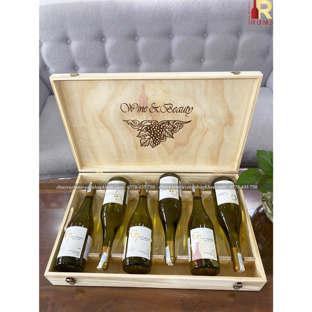 Quà tặng 6 chai rượu vang Chile G7 Chardonnay - HG6 1tầng