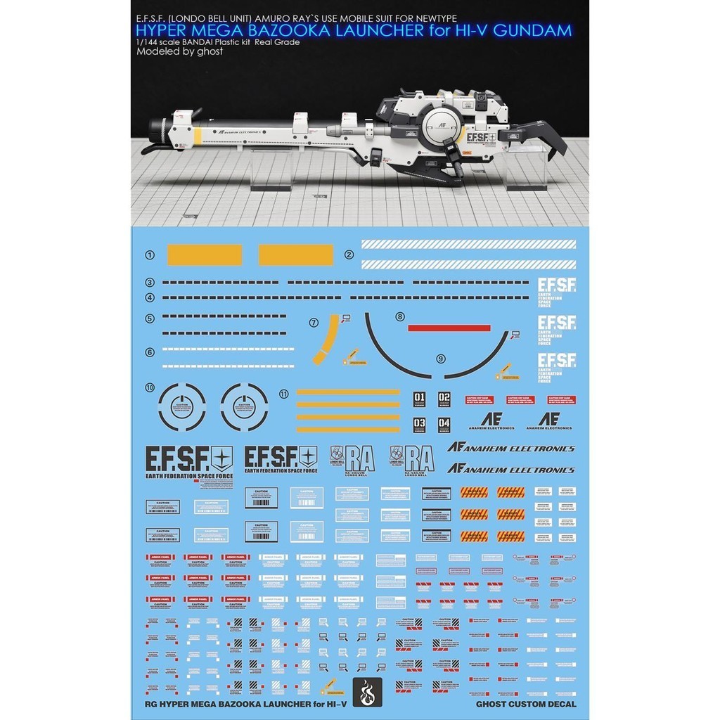 YAN  GHOST RG Hi-v HI NU HYPER MEGA BAZOOKA LAUNCHER  Water Slide Decal