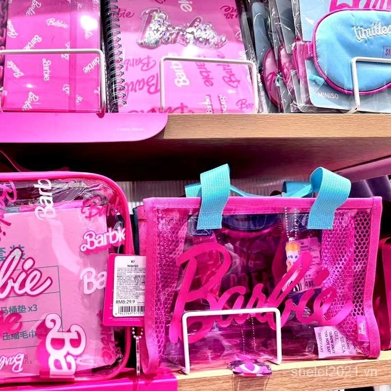 Miniso MINISO Sản phẩm cao cấp Barbie PVC Bento Túi chống nước Túi Tote trong suốt In tinh tế EAFC