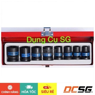 Bộ đầu tuýp màu đen, ngắn, chuôi 1/2" Kingtony 4408MP (8 chi tiết/bộ)