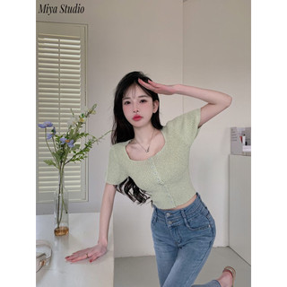 Miya Studio áo baby tee áo thun nữ croptop Stylish Xu hướng Hàn Phong Đơn giản WMY24305Y9 12Z240320