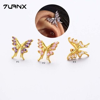 1 Mảnh Zircon Bướm Sụn Thép Không Gỉ Vít Bông Tai Xoắn Pinna Xuyên