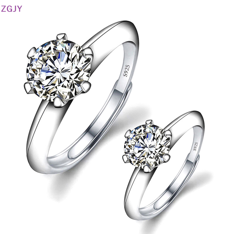 Terokk Giả Moissanite Nhẫn Dành Cho Nữ Cổ Điển Nhẫn Zircon Sáu Móng Vuốt Nhẫn Hỗ Trợ MỚI