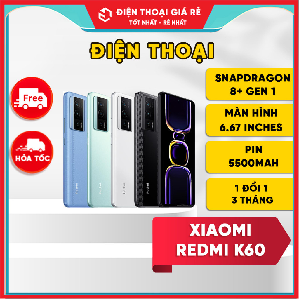 Điện thoại Xiaomi Redmi K60 [Bảo hành 1 đổi 1 trong 3 tháng]