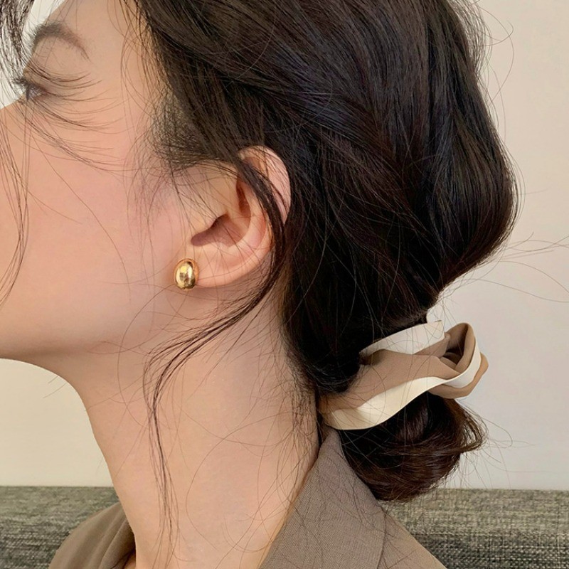 Thời Trang Nữ Mini Dễ Thương Thiết Kế Đơn Giản Kim Loại Đậu Tai Bông Tai Vàng Bạc