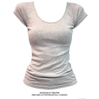 Nguyên Chất Cotton Pure Desire Màu Xám Vai Tay Ngắn Mùa Hè Thời trang Phong Cách Slim-fit Slimer Nhìn Phong Cách Mới Áo Thun Mỏng Hơn Nhìn Nhỏ Bay Tay