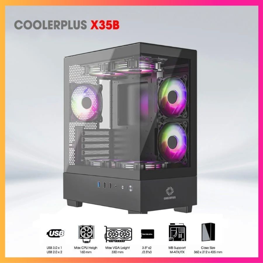 Vỏ case bể cá  Coolerplus CPC-X35B (BLACK)