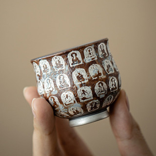 Old Rock Mud Dunhuang Ten Thousand Buddha Gilt Silver Tea Cup Ceramic Master Cup Tea Cup Pot Belly Cup Stoneware Handmade Cốc nhỏ