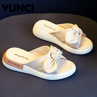 YUNCI dép đế cao dép sandal nữ dép quai ngang Chống bám bụi Nổi bật Lót êm ái Đa năng FPD24409OD 15Z240408