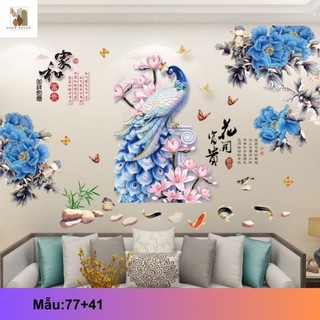 Tranh decal dán tường, decal chi tiết, trang trí phòng khách, sẵn keo dán