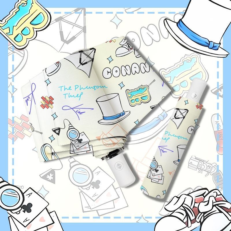 [Sẵn Sàng] Hàng Hóa Thám Tử Lừng Danh Conan & Kidd Ô Tự Động Hoàn Toàn Nữ Mưa Anime Ô Dù Hai Chiều D