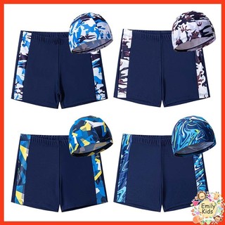Bộ Đồ Bơi Họa Tiết Rằn Ri Kèm Nón Bơi Cho Bé Trai 3-14 Tuổi
